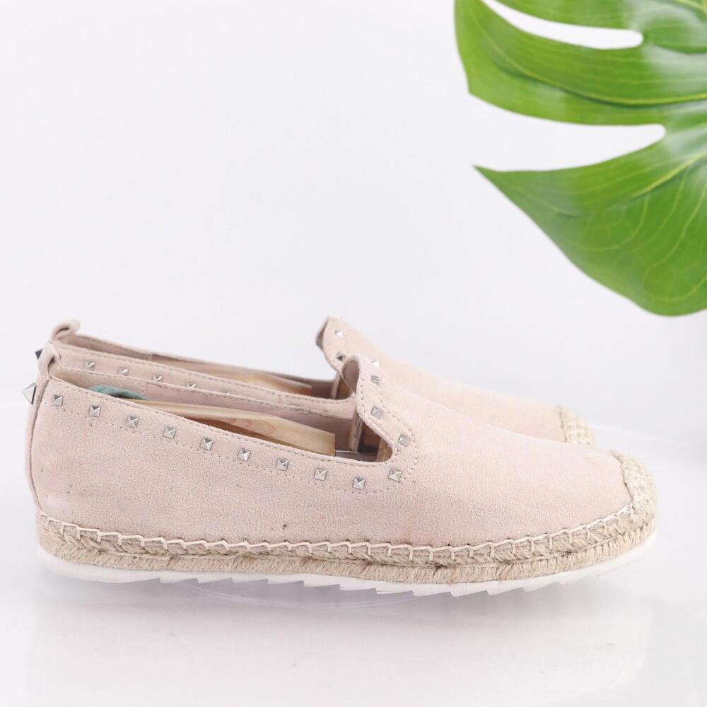 Marc Fisher Womens Chequer Espadrille Flats Size 7 Pink Slip On Studded Shoes